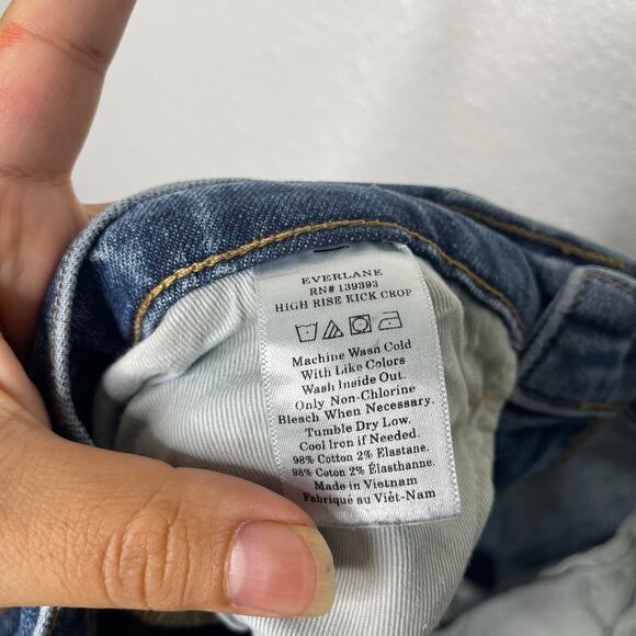 Everlane Womens Jeans Size 29 High Rise Kick Crop Medium Wash Denim Regular - Picture 4 of 13